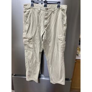 Cargo Khaki Pants Mens 36x30 Tan Chino Cotton Casual Church Stretch Outdoors